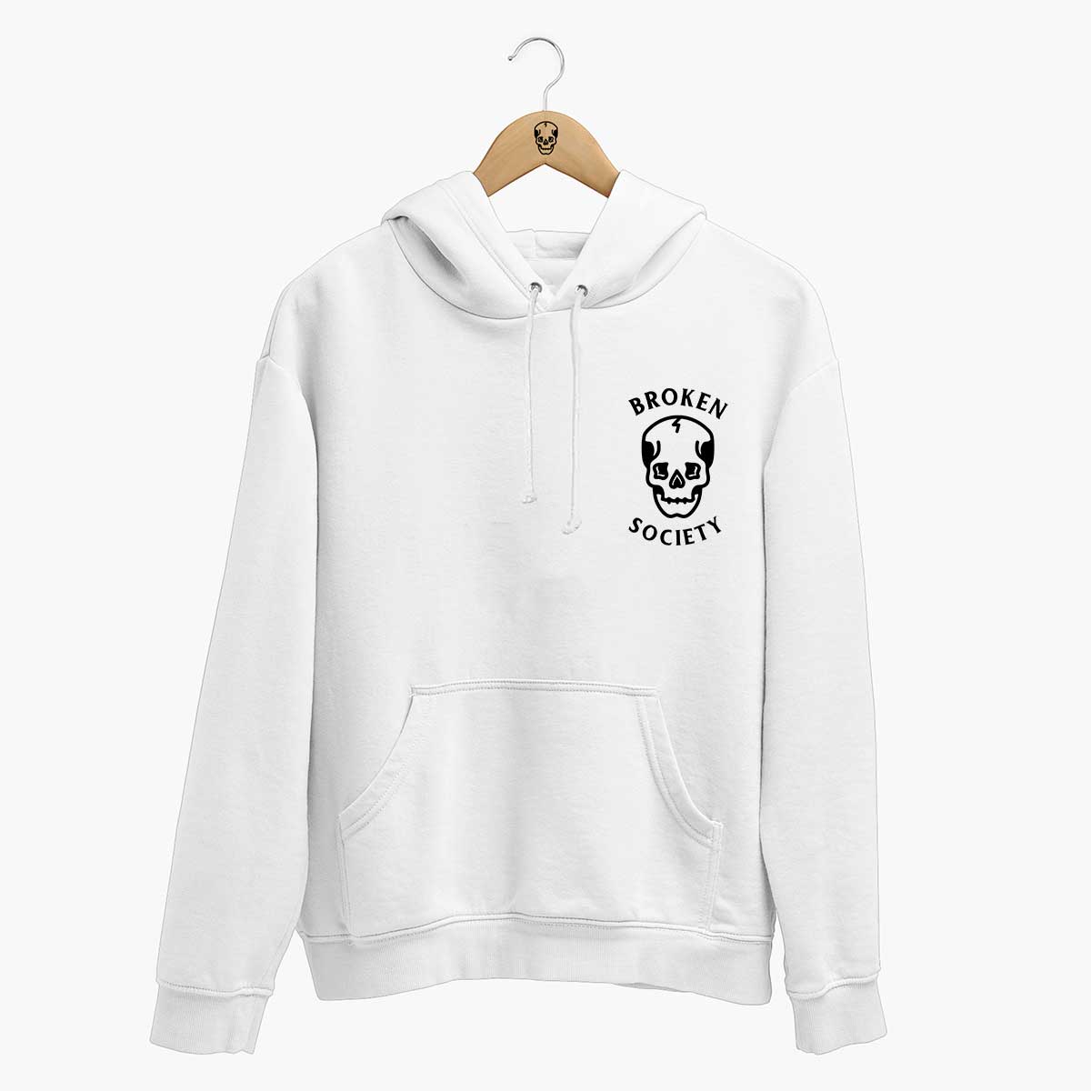 Broken Society Skull Hoodie (Unisex)-Tattoo Clothing, Tattoo Hoodie, JH001-Broken Society