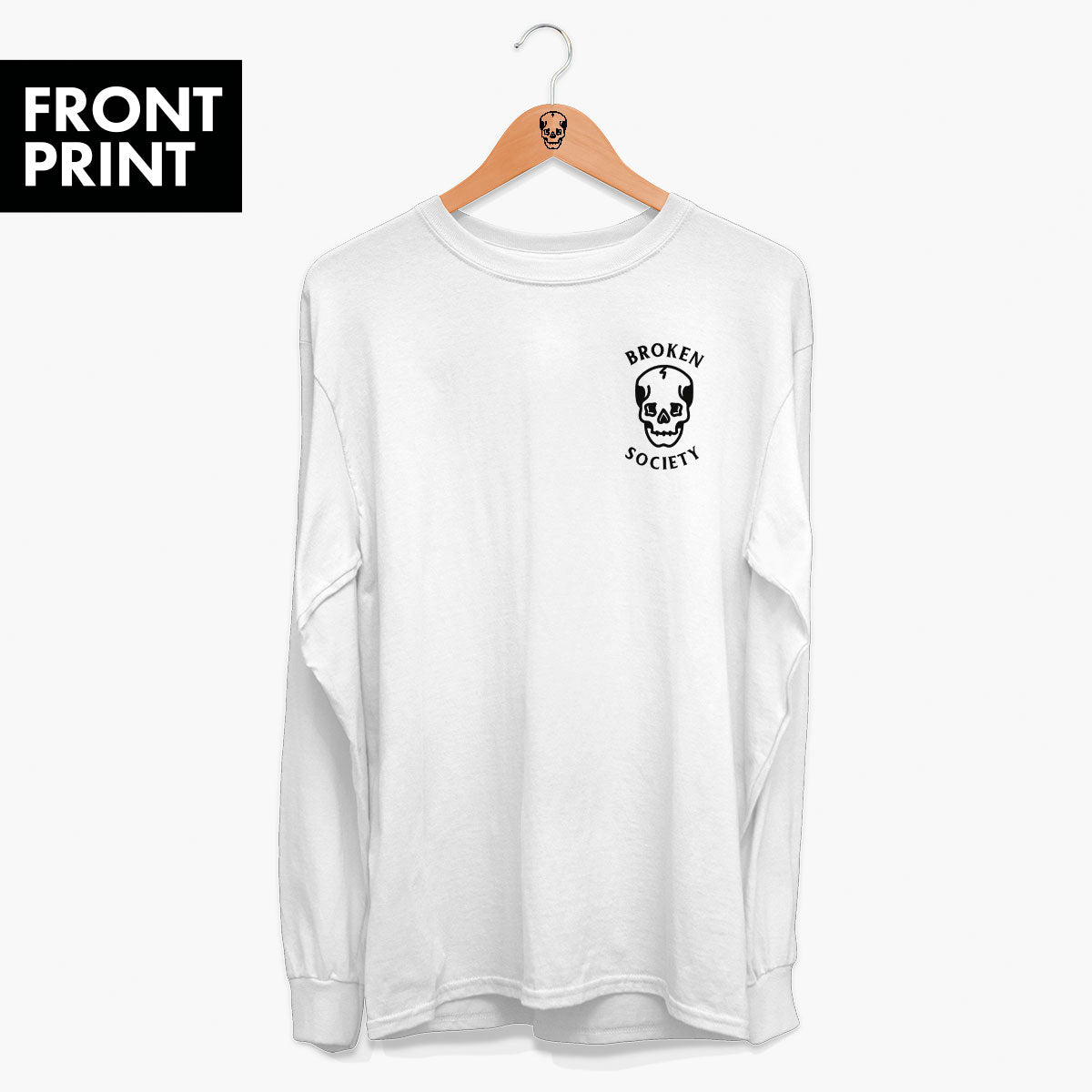 Skull Front Print Long Sleeve T-Shirt (Unisex)-Tattoo Clothing, Tattoo Long Sleeve T-Shirt, EP185L-Broken Society