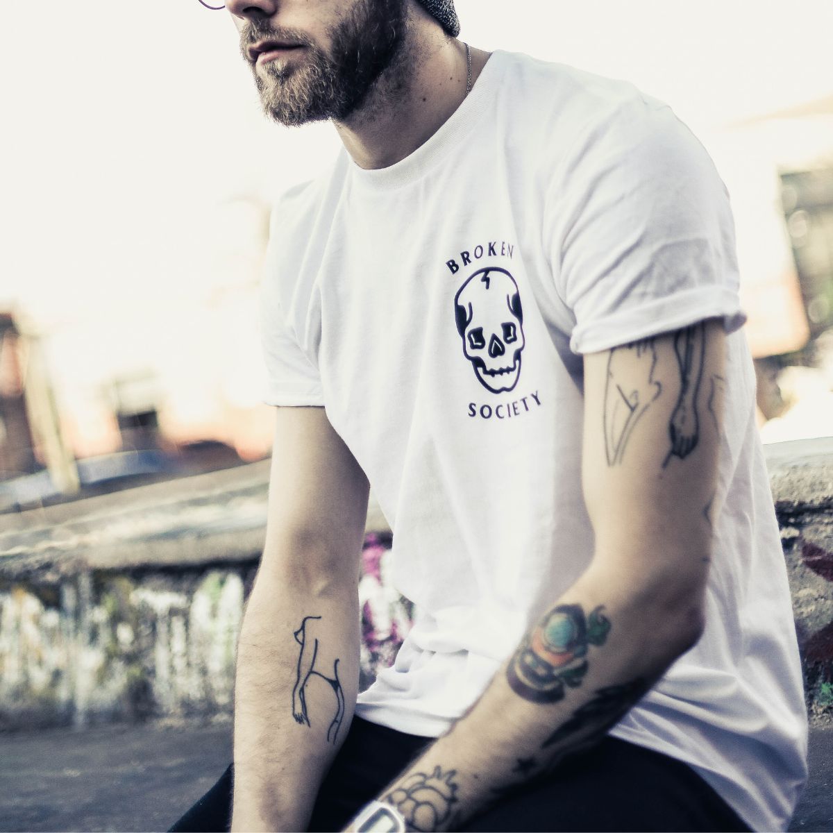 Skull Front Print T-Shirt (Unisex)-Tattoo Clothing, Tattoo T-Shirt, EP01-Broken Society