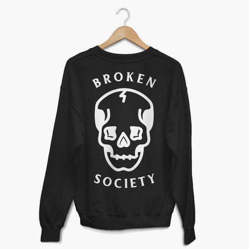 Broken Society Skull Sweatshirt (Unisex)-Tattoo Clothing, Tattoo Sweatshirt, JH030-Broken Society