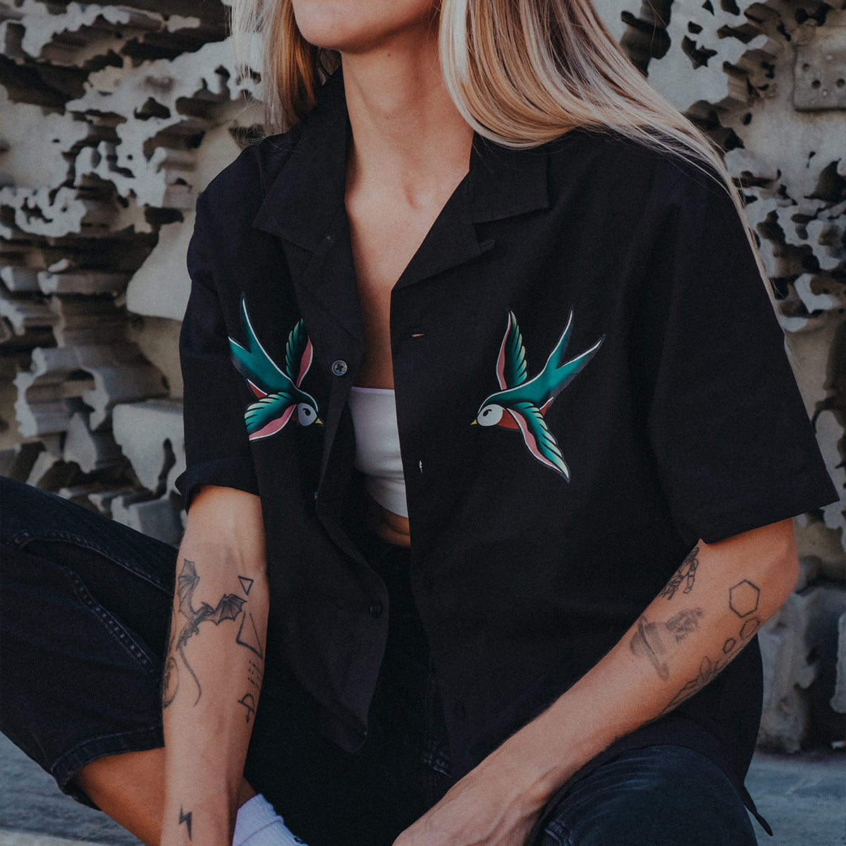 Swallows Havana Shirt (Unisex)-Tattoo Clothing, Tattoo Shirt, WB500-Broken Society