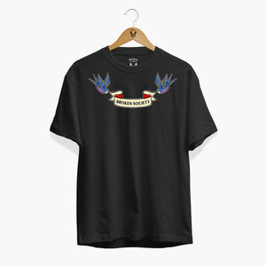 Swallows T-shirt (Unisex)-Tattoo Clothing, Tattoo T-Shirt, N03-Broken Society