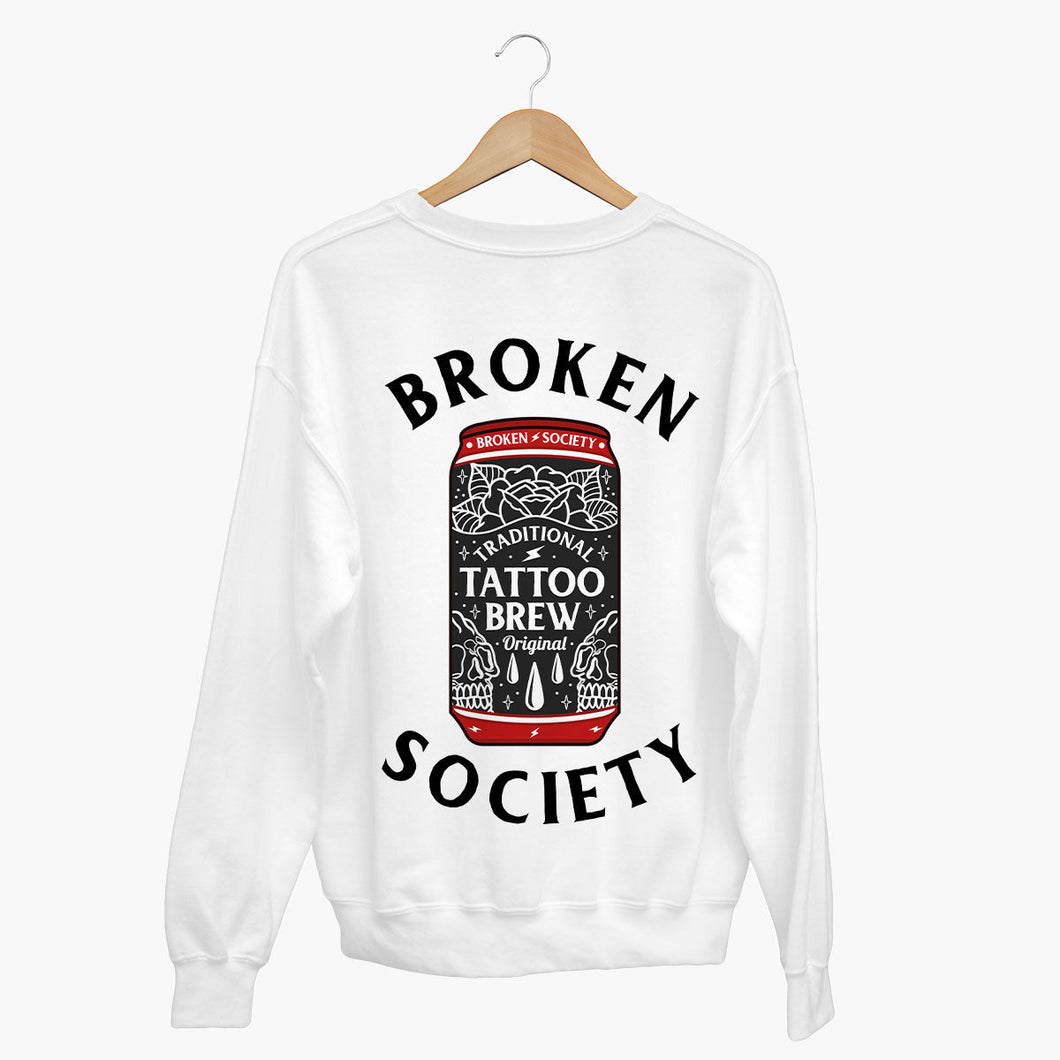 Tattoo Brew Back Print Sweatshirt (Unisex)-Tattoo Clothing, Tattoo Sweatshirt, JH030-Broken Society