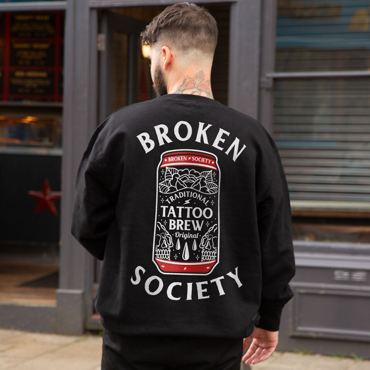 Tattoo Brew Back Print Sweatshirt Unisex Broken Society