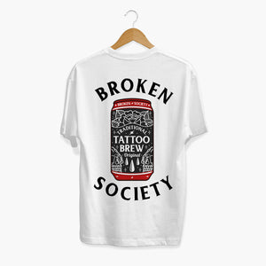 Tattoo Brew Back Print T-shirt (Unisex)-Tattoo Clothing, Tattoo T-Shirt, N03-Broken Society