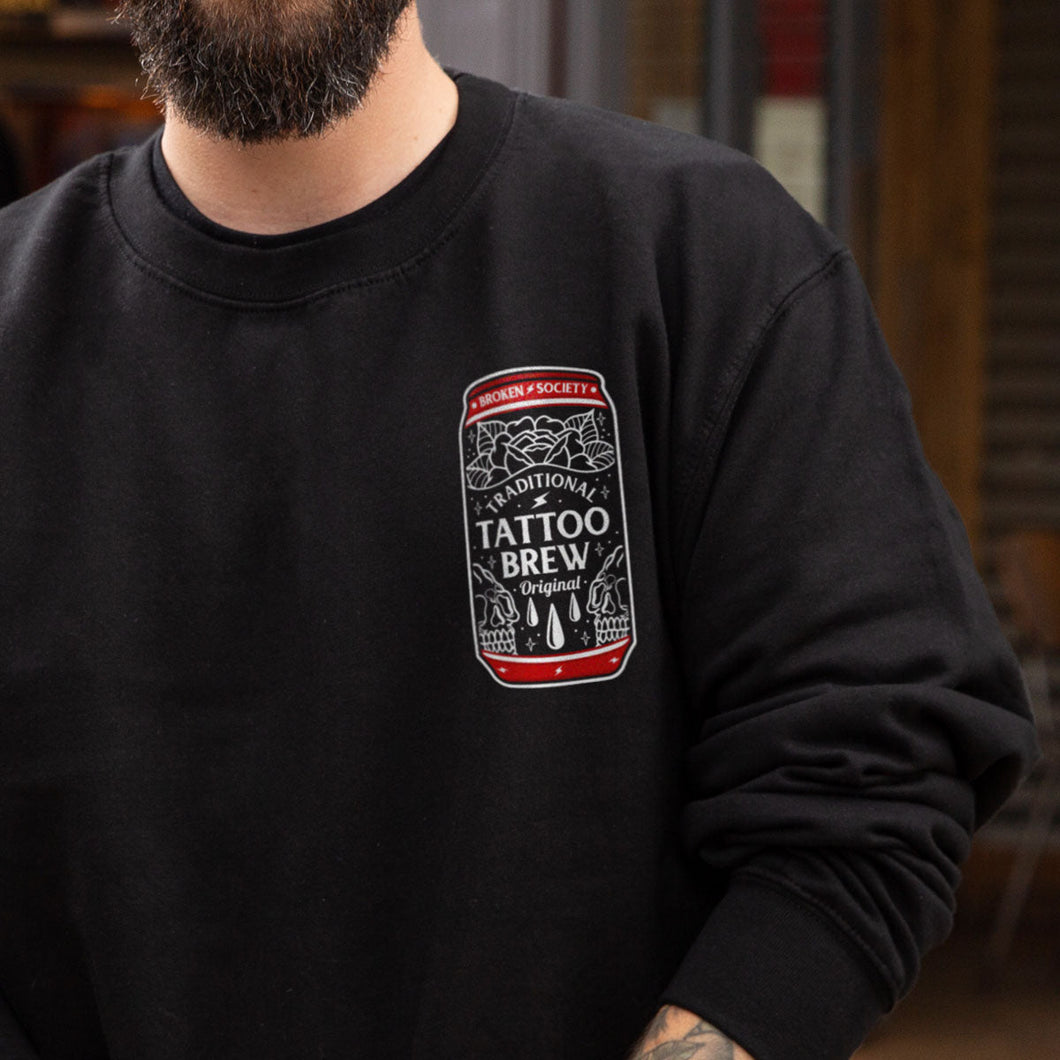 Tattoo Brew Front Print Sweatshirt (Unisex)-Tattoo Clothing, Tattoo Sweatshirt, JH030-Broken Society