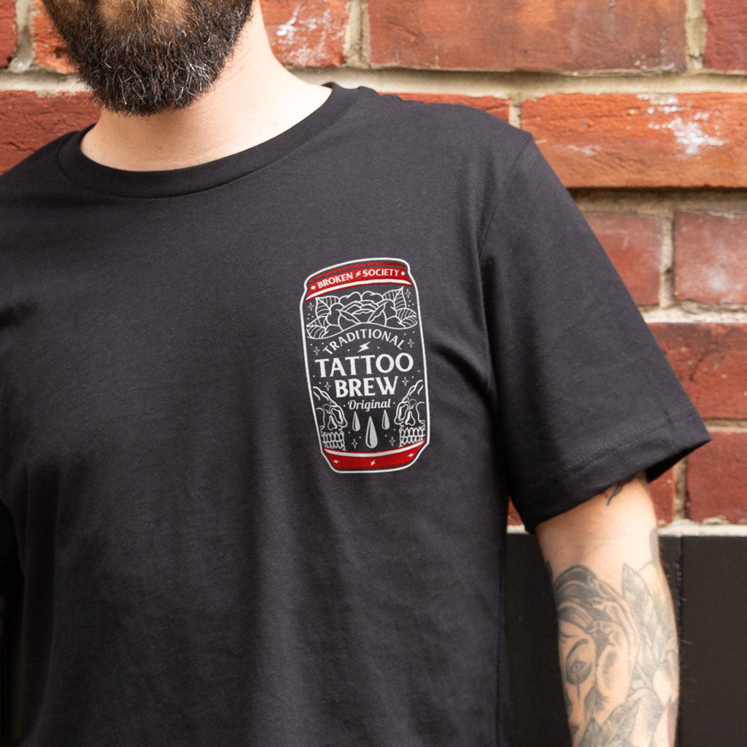 Tattoo Brew Front Print T-Shirt (Unisex)-Tattoo Clothing, Tattoo T-Shirt, N03-Broken Society