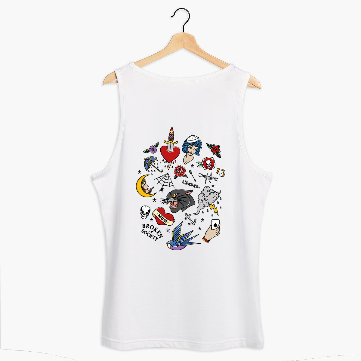 Tattoo Flash Sheet Tank (Unisex)-Tattoo Clothing, Tattoo Tank, 03980-Broken Society