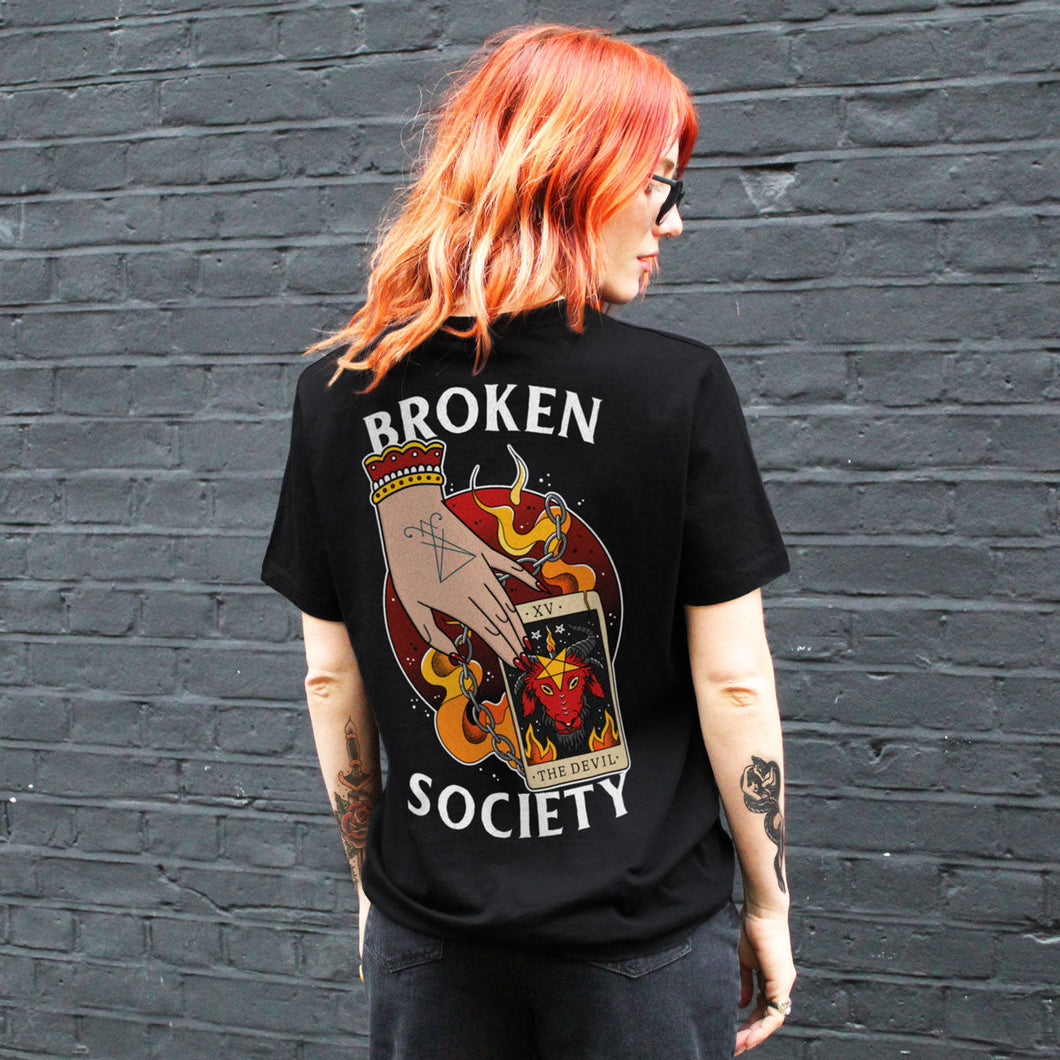 The Devil Tarot T-shirt (Unisex)-Tattoo Clothing, Tattoo T-Shirt, N03-Broken Society
