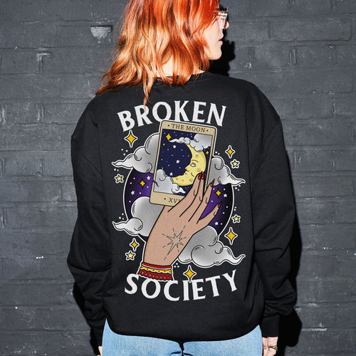 The Moon Tarot Sweatshirt (Unisex)-Tattoo Clothing, Tattoo Sweatshirt, JH030-Broken Society