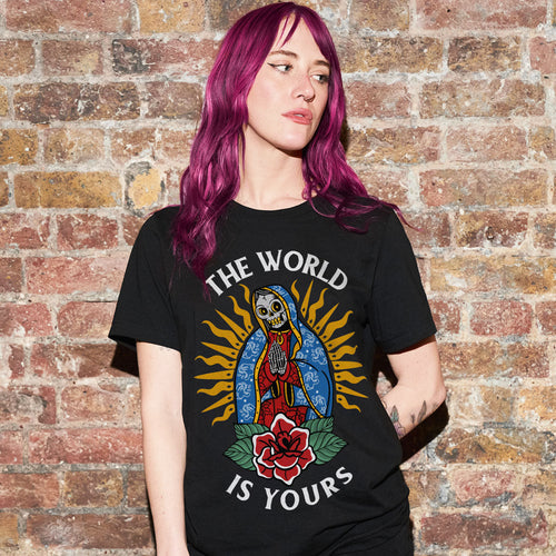 The World Is Yours T-shirt (Unisex)-Tattoo Clothing, Tattoo T-Shirt, N03-Broken Society