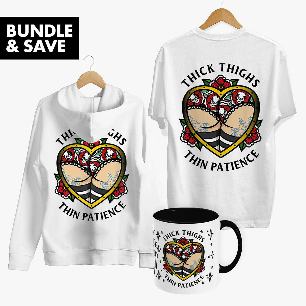 Thick Thighs Bundle (White)-Tattoo Apparel, Tattoo Accessories, Tattoo Gift, Tattoo Bundle-Broken Society