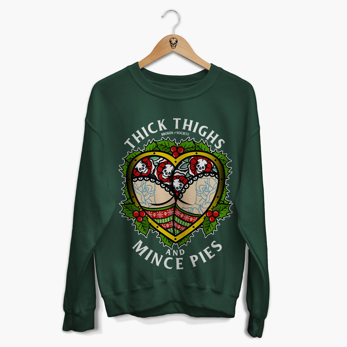 Thick Thighs Mince Pies Christmas Jumper (Unisex)-Tattoo Clothing, Tattoo Sweatshirt, JH030-Broken Society