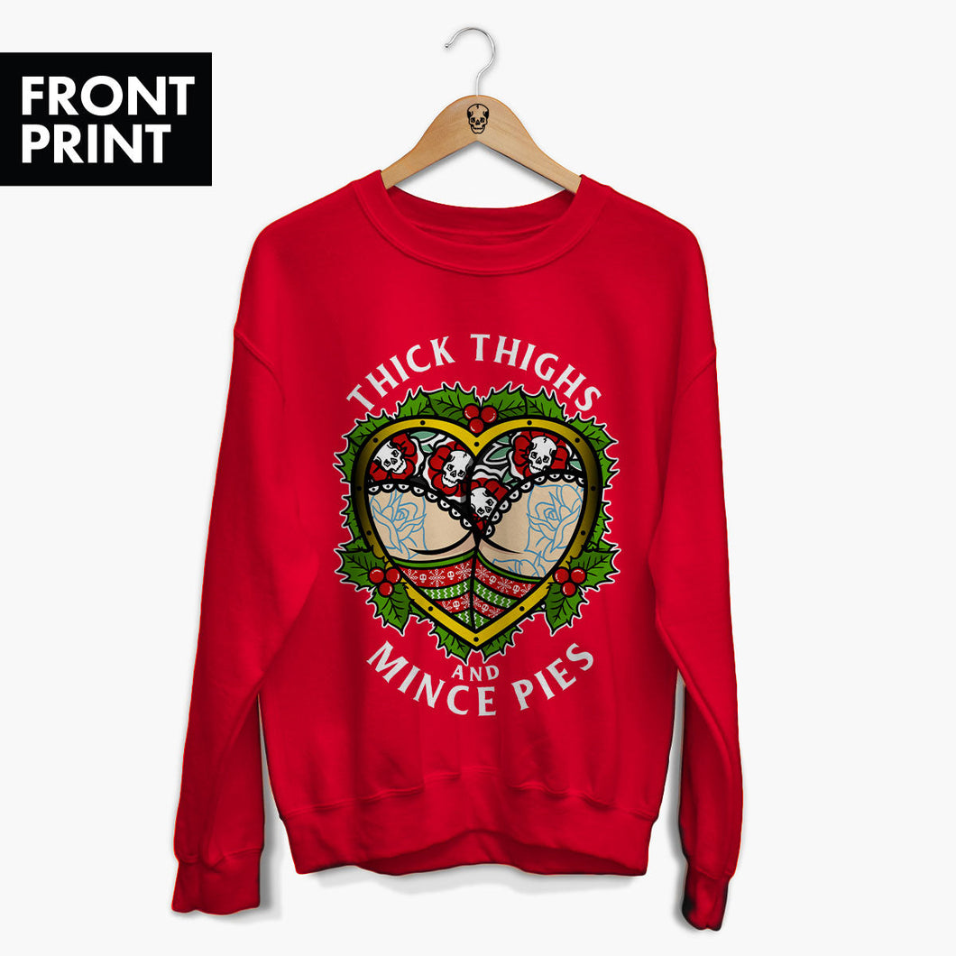 Thick Thighs Mince Pies Christmas Jumper (Unisex)-Tattoo Clothing, Tattoo Sweatshirt, JH030-Broken Society