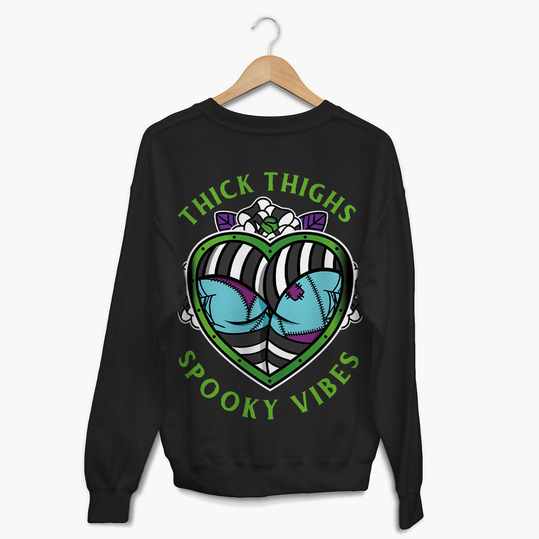 Thick Thighs Spooky Vibes Sweatshirt (Unisex)-Tattoo Clothing, Tattoo Sweatshirt, JH030-Broken Society