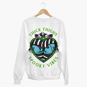 Thick Thighs Spooky Vibes Sweatshirt (Unisex)-Tattoo Clothing, Tattoo Sweatshirt, JH030-Broken Society