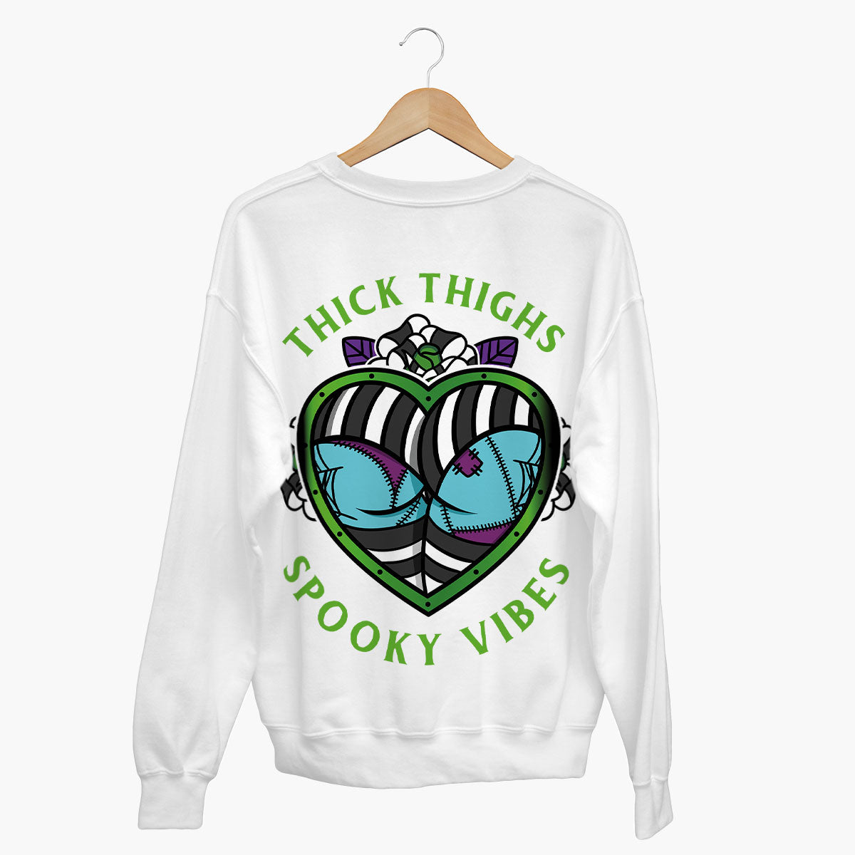 Thick Thighs Spooky Vibes Sweatshirt (Unisex)-Tattoo Clothing, Tattoo Sweatshirt, JH030-Broken Society