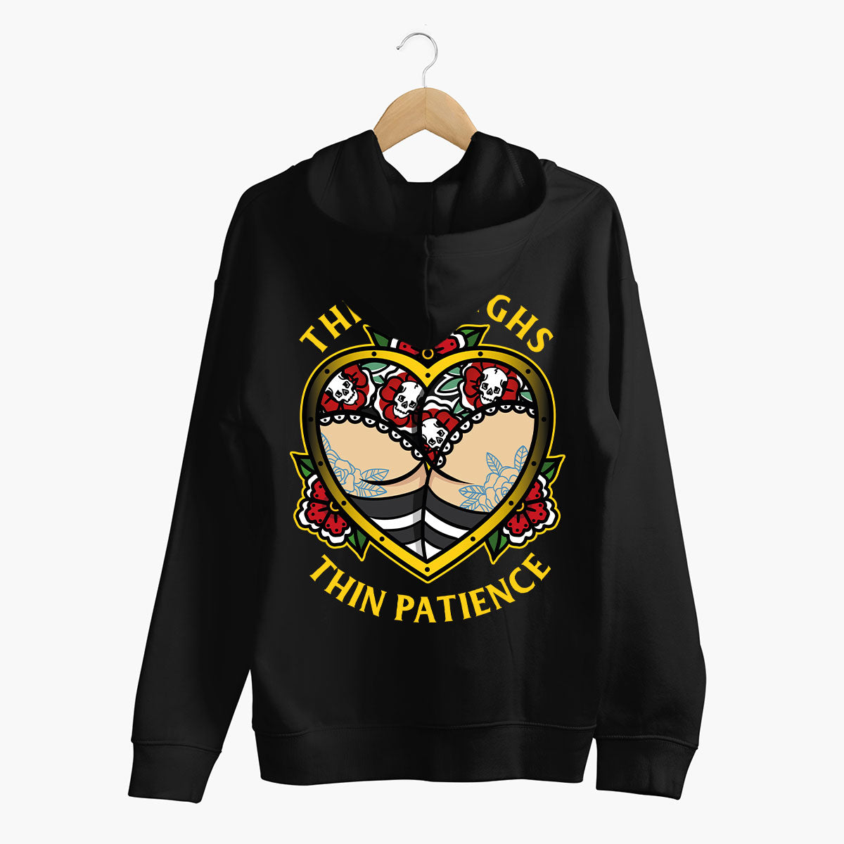 Thick Thighs Thin Patience Hoodie (Unisex)-Tattoo Clothing, Tattoo Hoodie, JH001-Broken Society