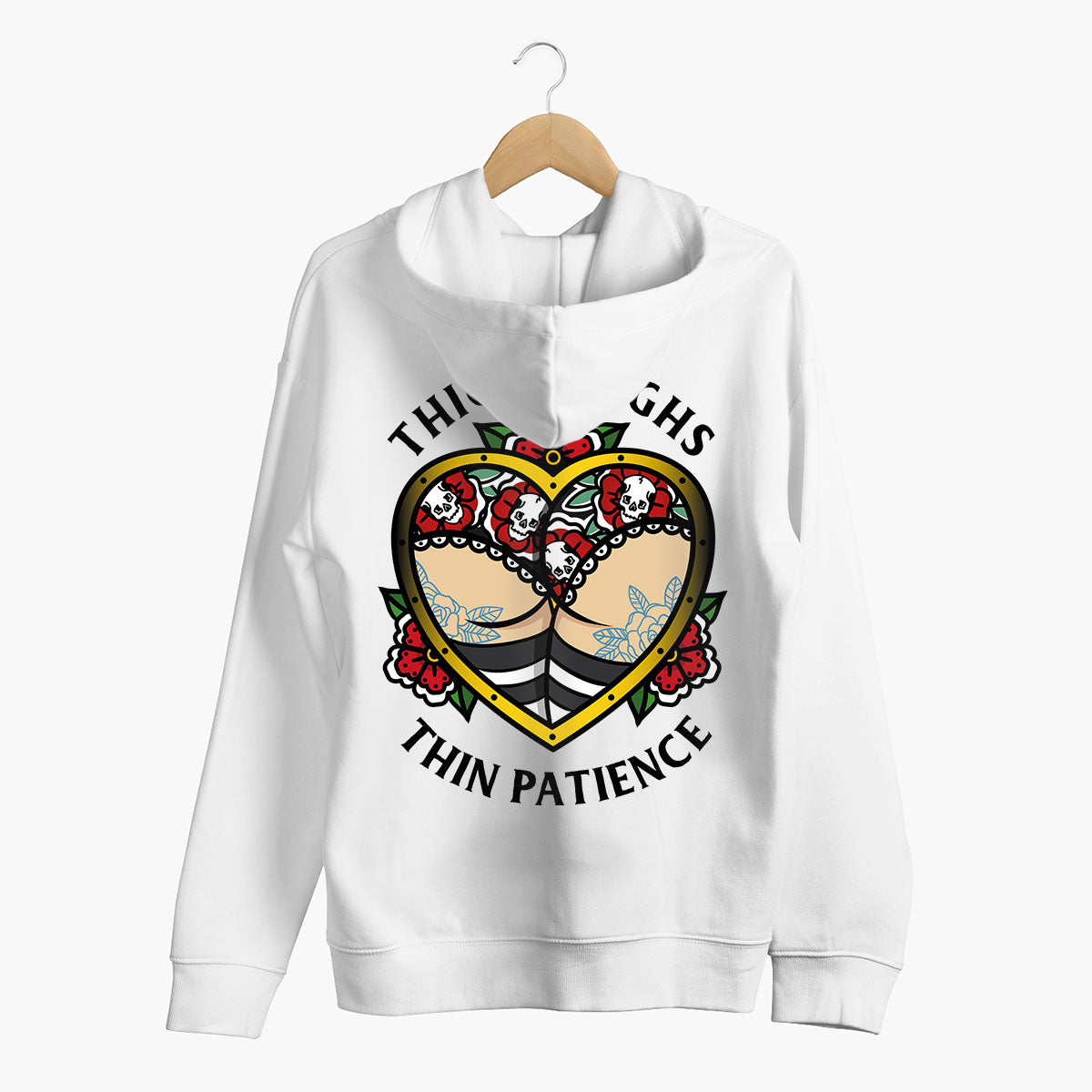 Thick Thighs Thin Patience Hoodie (Unisex)-Tattoo Clothing, Tattoo Hoodie, JH001-Broken Society