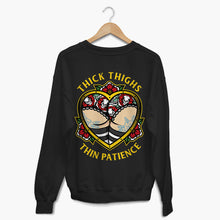 Laden Sie das Bild in den Galerie-Viewer, Thick Thighs Thin Patience Sweatshirt (Unisex)-Tattoo Clothing, Tattoo Sweatshirt, JH030-Broken Society