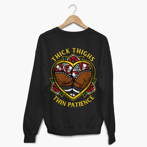 Thick Thighs Thin Patience Sweatshirt (Unisex)-Tattoo Clothing, Tattoo Sweatshirt, JH030-Broken Society