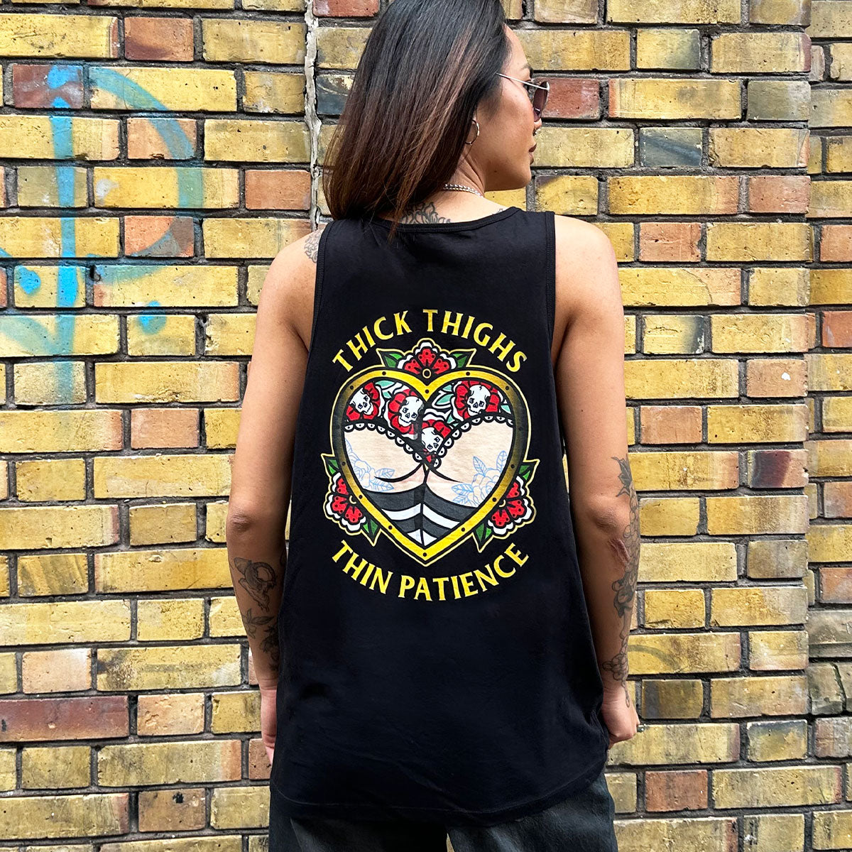 Thick Thighs Thin Patience Tank (Unisex)-Tattoo Clothing, Tattoo Tank, 03980-Broken Society