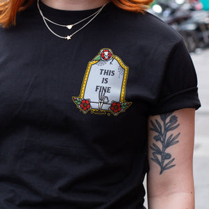 This Is Fine T-shirt (Unisex)-Tattoo Clothing, Tattoo T-Shirt, N03-Broken Society