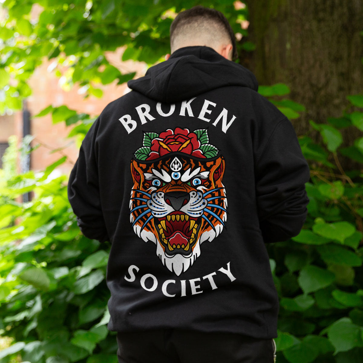 Tiger Rose Hoodie (Unisex)-Tattoo Clothing, Tattoo Hoodie, JH001-Broken Society