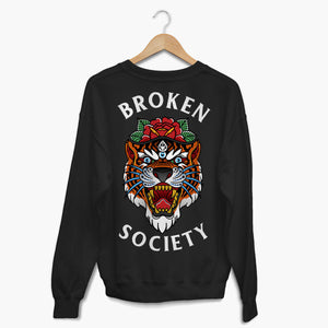 Tiger Rose Sweatshirt (Unisex)-Tattoo Clothing, Tattoo Sweatshirt, JH030-Broken Society