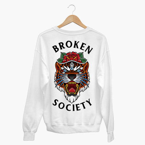 Tiger Rose Sweatshirt (Unisex)-Tattoo Clothing, Tattoo Sweatshirt, JH030-Broken Society