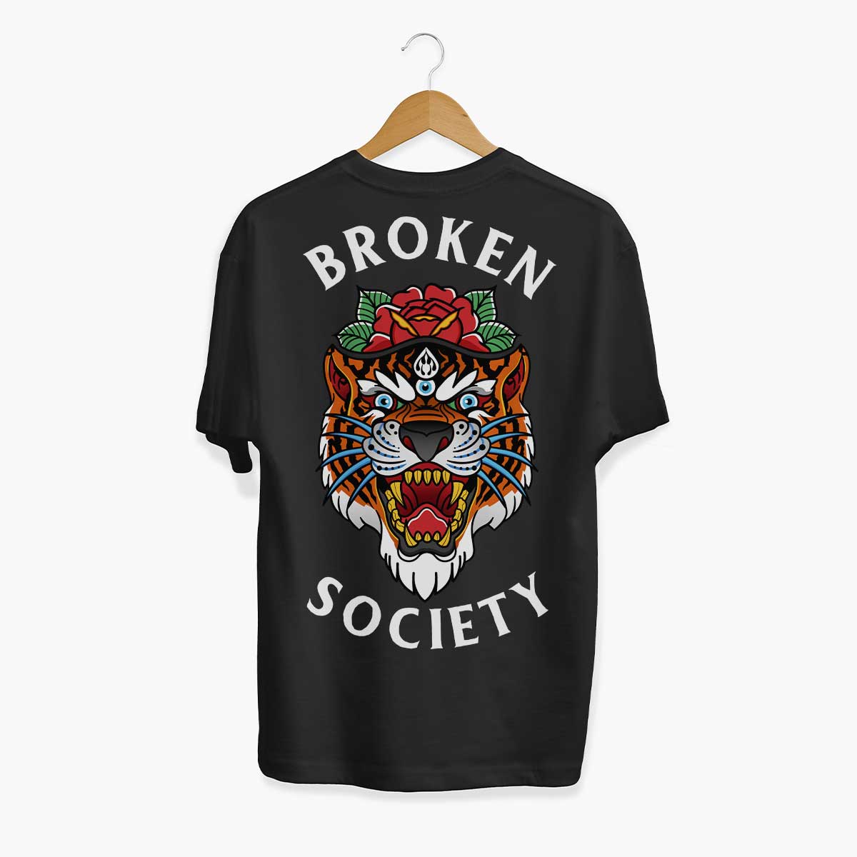 Tiger Rose T-shirt (Unisex)-Tattoo Clothing, Tattoo T-Shirt, N03-Broken Society