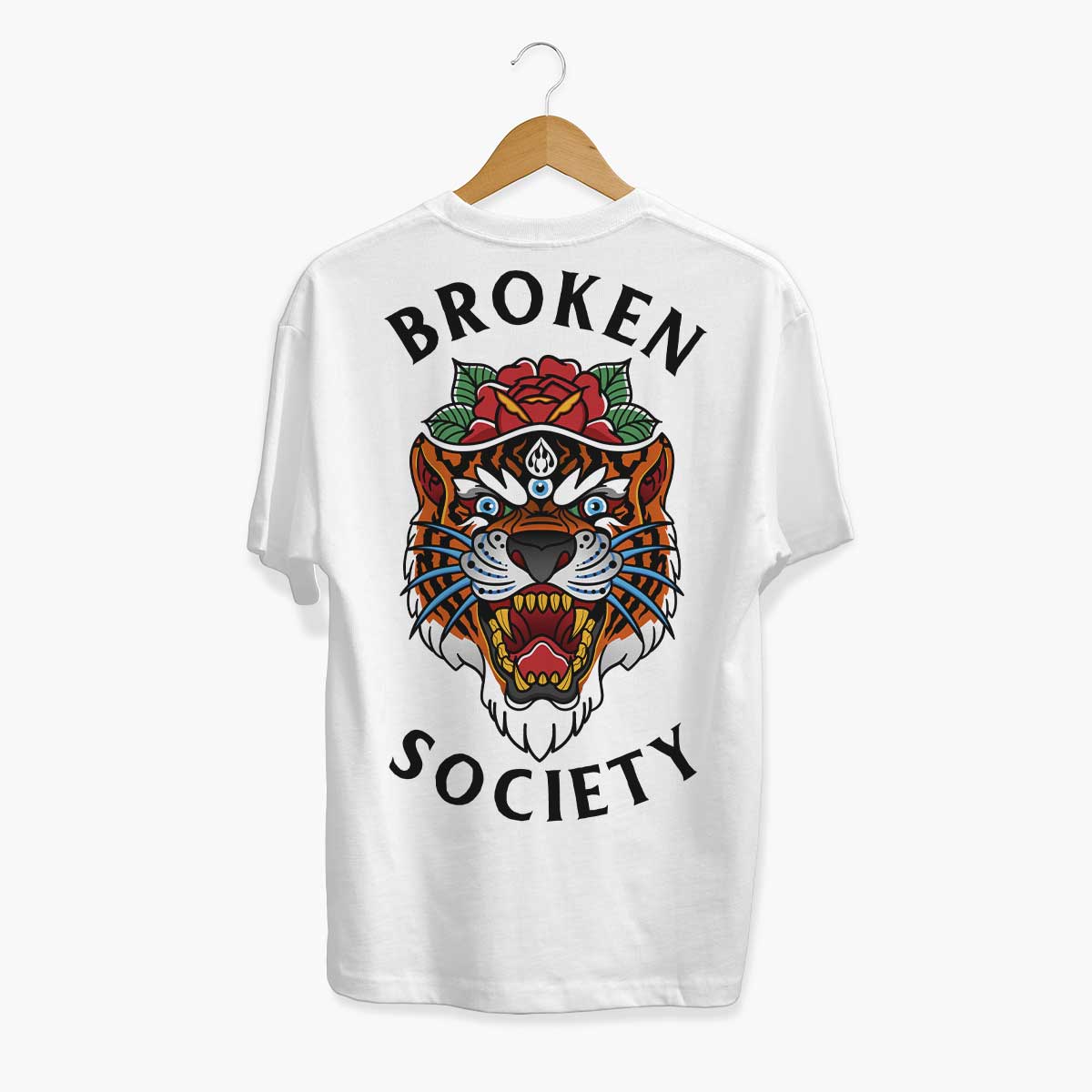 Tiger Rose T-shirt (Unisex)-Tattoo Clothing, Tattoo T-Shirt, N03-Broken Society