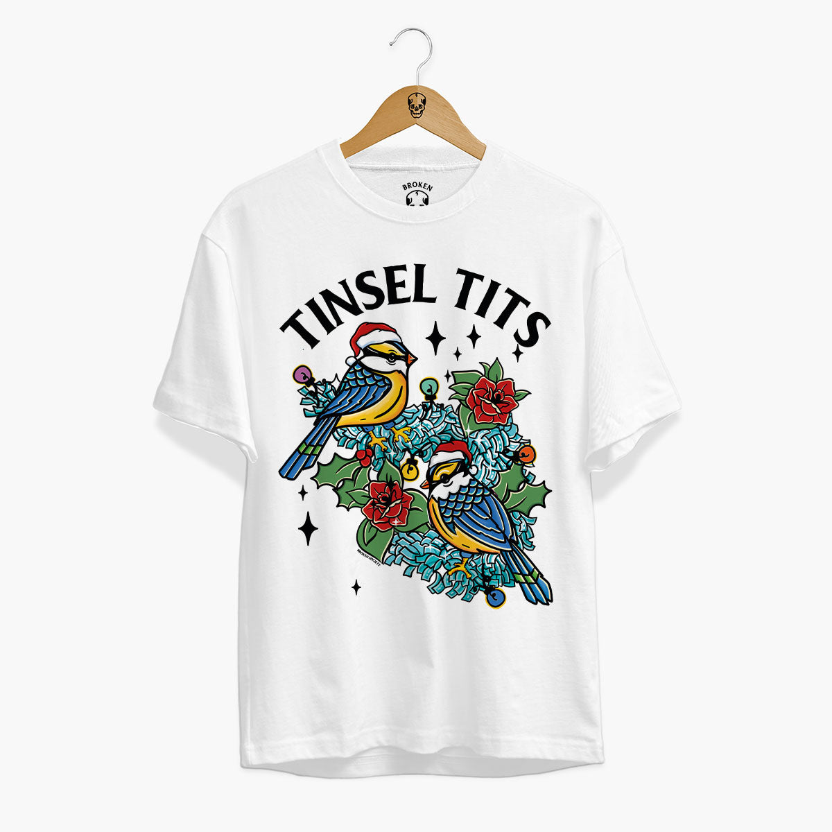 Tinsel Tits Christmas T-Shirt (Unisex)-Tattoo Clothing, Tattoo T-Shirt, EP01-Broken Society