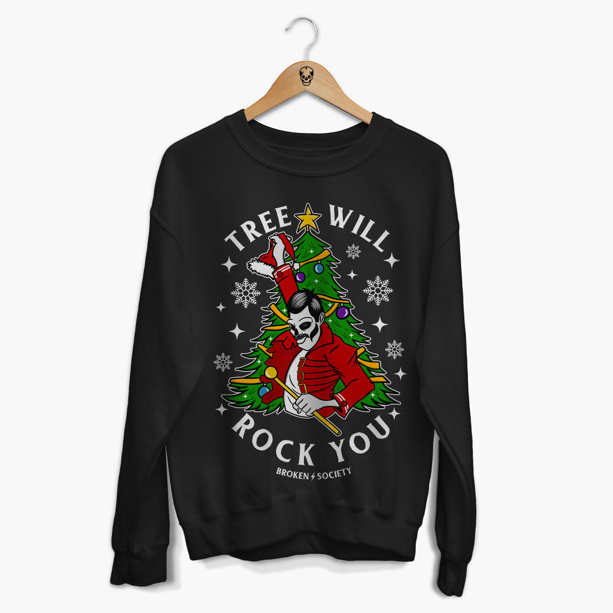 Tree Will Rock You Christmas Jumper (Unisex)-Tattoo Clothing, Tattoo Sweatshirt, JH030-Broken Society