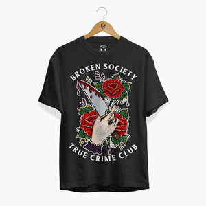 True Crime Club Front Print T-Shirt (Unisex)-Tattoo Clothing, Tattoo T-Shirt, N03-Broken Society