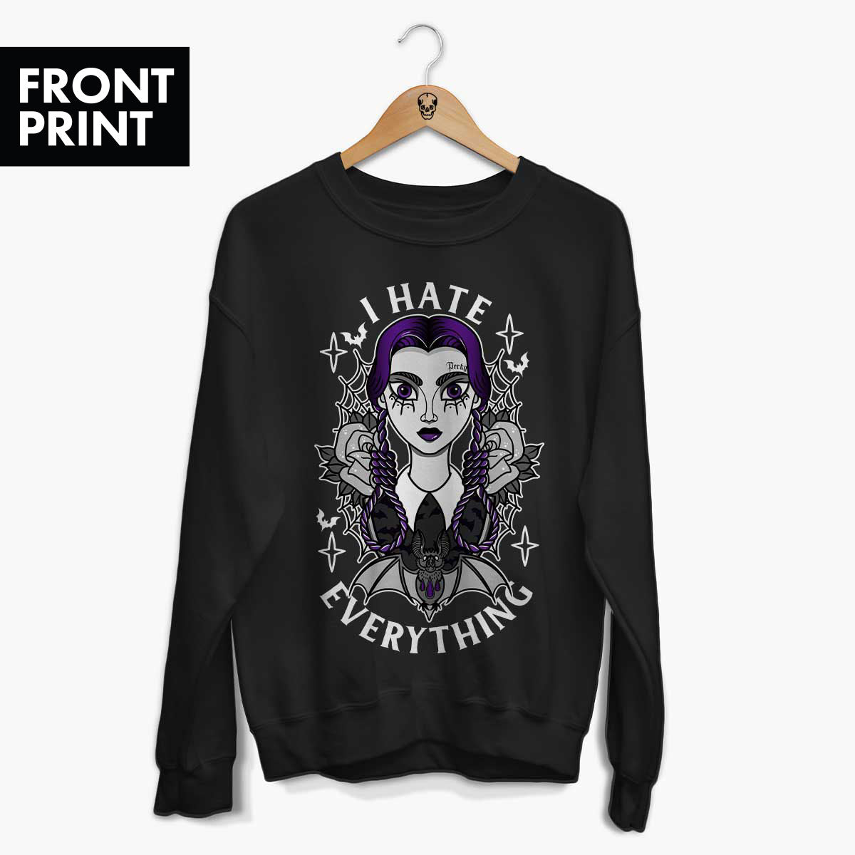 Wednesday Addams Sweatshirt (Unisex)-Tattoo Clothing, Tattoo Sweatshirt, JH030-Broken Society