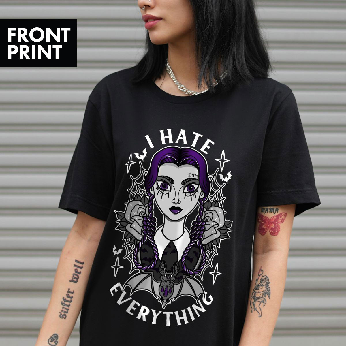 Wednesday Addams T-Shirt (Unisex)-Tattoo Clothing, Tattoo T-Shirt, N03-Broken Society