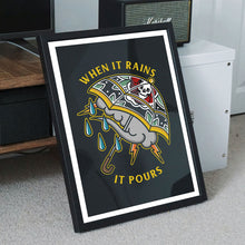 Load image into Gallery viewer, When It Rains It Pours Art Print-Tattoo Apparel, Tattoo Gift, Tattoo Art Print-Broken Society