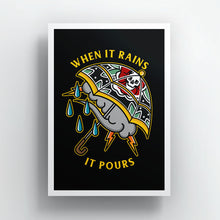 Cargar imagen en el visor de la galería, When It Rains It Pours Art Print-Tattoo Apparel, Tattoo Gift, Tattoo Art Print-Broken Society