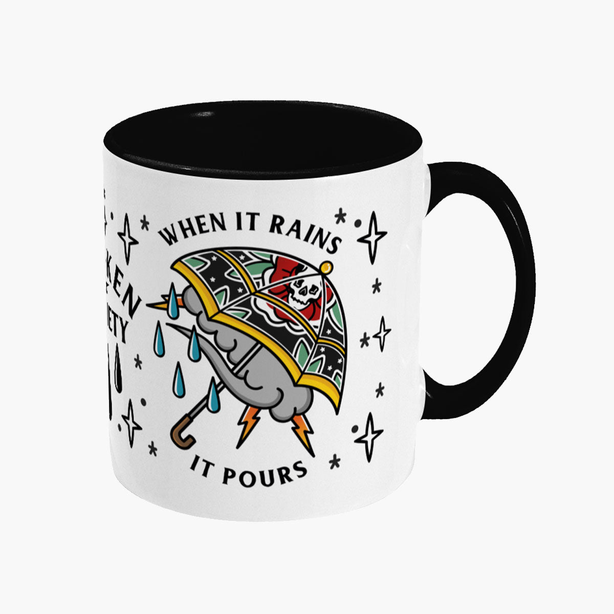 When It Rains It Pours Mug-Tattoo Apparel, Tattoo Accessories, Tattoo Gift, Tattoo Coffee Mug, 11oz White Ceramic-Broken Society