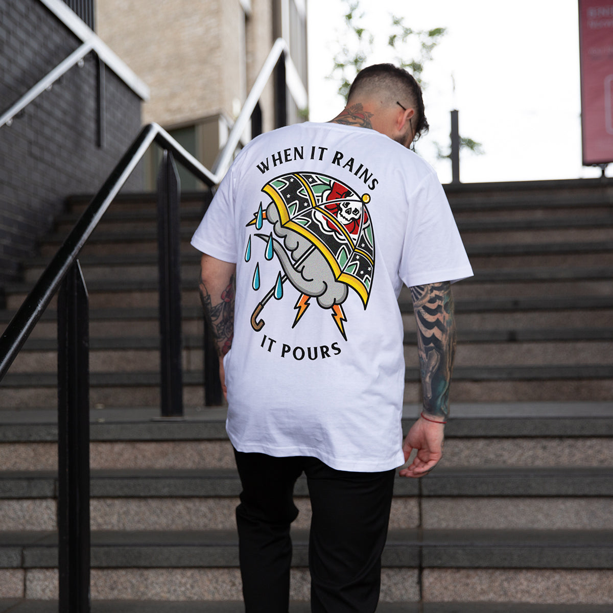 When It Rains It Pours T-Shirt (Unisex)-Tattoo Clothing, Tattoo T-Shirt, EP01-Broken Society