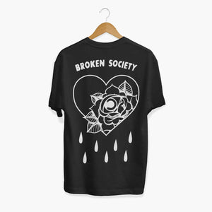 Bleeding Heart Outline T-Shirt (Unisex)-Tattoo Clothing, Tattoo T-Shirt, N03-Broken Society
