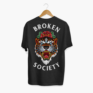 Tiger Rose T-shirt (Unisex)-Tattoo Clothing, Tattoo T-Shirt, N03-Broken Society