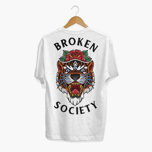 Tiger Rose T-shirt (Unisex)-Tattoo Clothing, Tattoo T-Shirt, N03-Broken Society