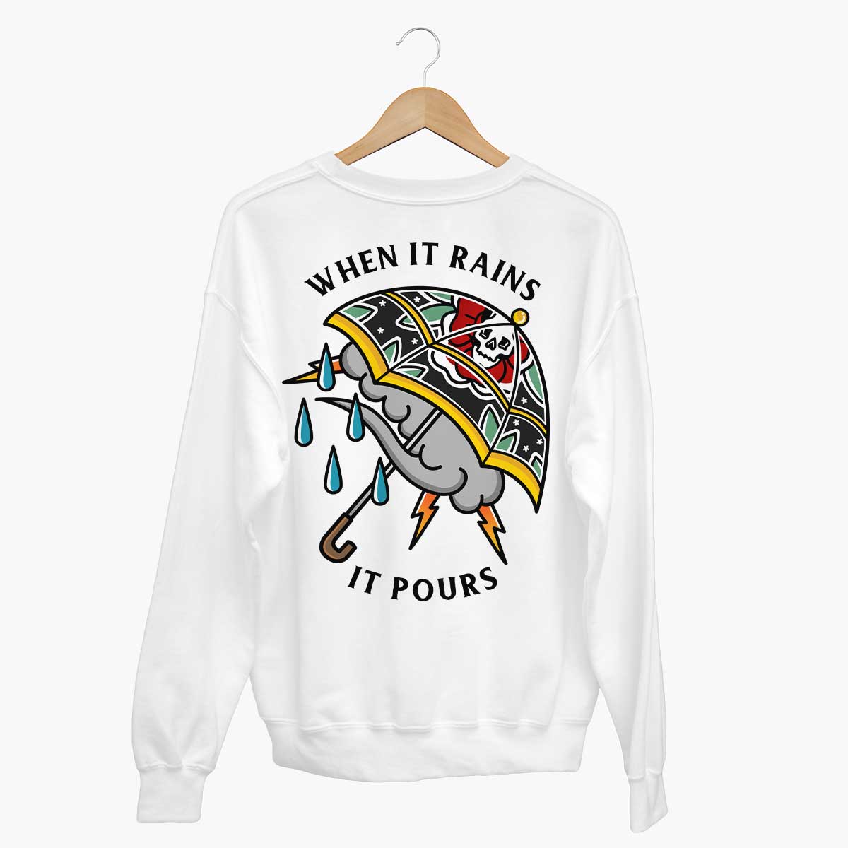 When It Rains It Pours Sweatshirt (Unisex)-Tattoo Clothing, Tattoo Sweatshirt, JH030-Broken Society